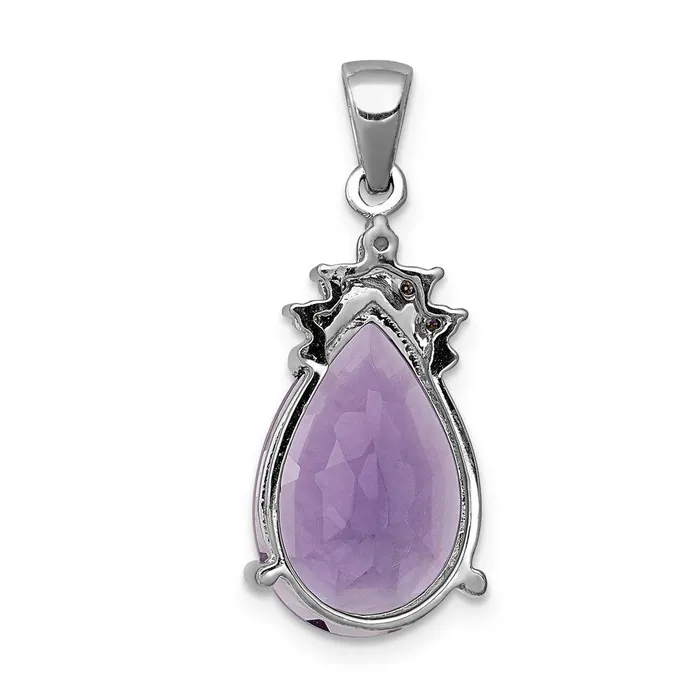 14k White Gold Pear 355 Amethyst u0026 Real Diamond Pendant Goldia Necklaces