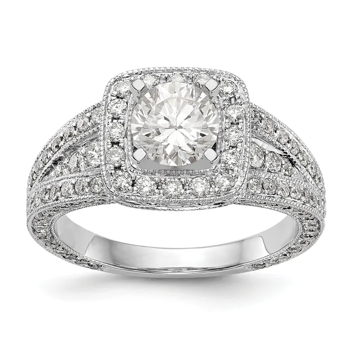 14K White Gold Peg Set Simulated Diamond Cushion HaloEngagement Ring Goldiacom Rings 14K White Gold Peg Set Simulated Diamond Cushion HaloEngagement Ring Goldiacom Rings