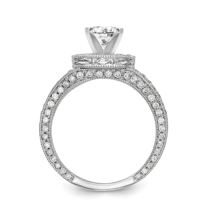 14K White Gold Peg Set Simulated Diamond Cushion HaloEngagement Ring Goldiacom Rings