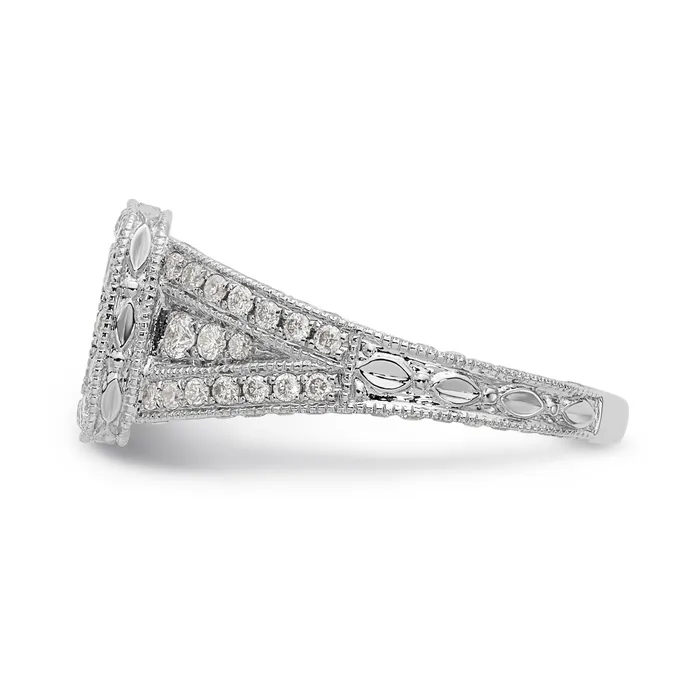 14K White Gold Peg Set Simulated Diamond Cushion HaloEngagement Ring Goldiacom Rings