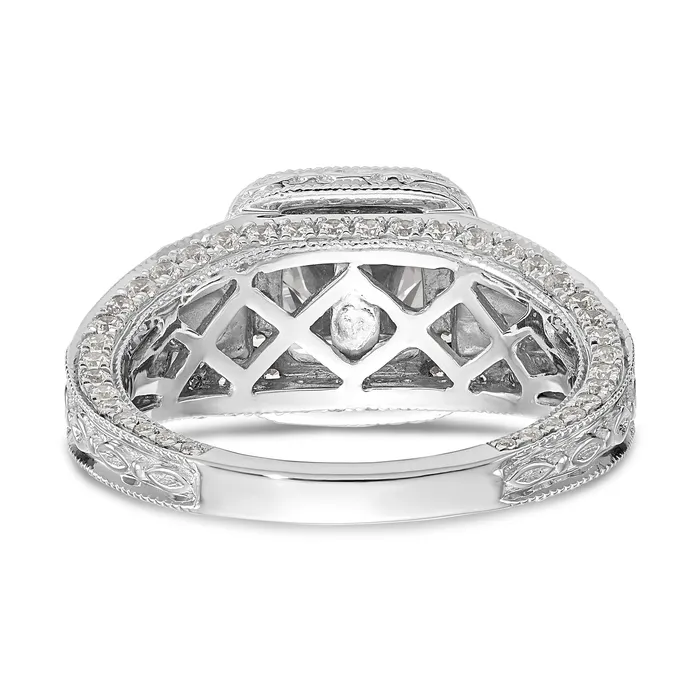 14K White Gold Peg Set Simulated Diamond Cushion HaloEngagement Ring Goldiacom Rings