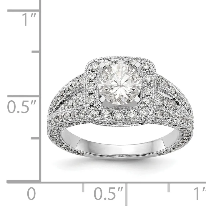 14K White Gold Peg Set Simulated Diamond Cushion HaloEngagement Ring Goldiacom Rings