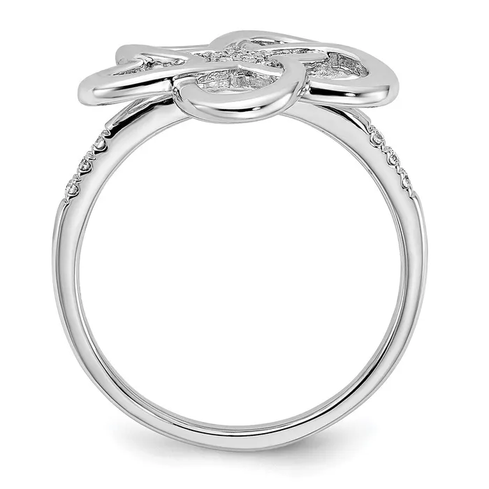14k White Gold Polished Real Diamond Flower Ring Goldia Rings