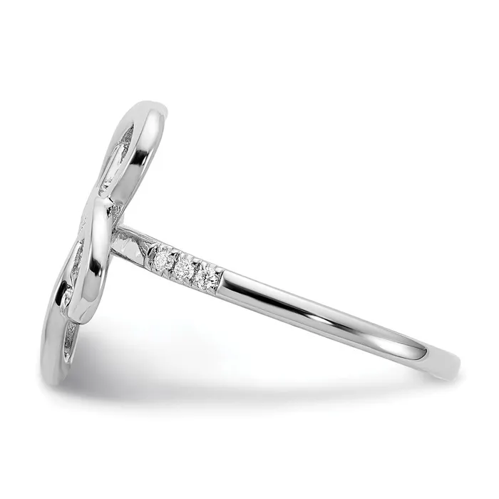 14k White Gold Polished Real Diamond Flower Ring Goldia Rings