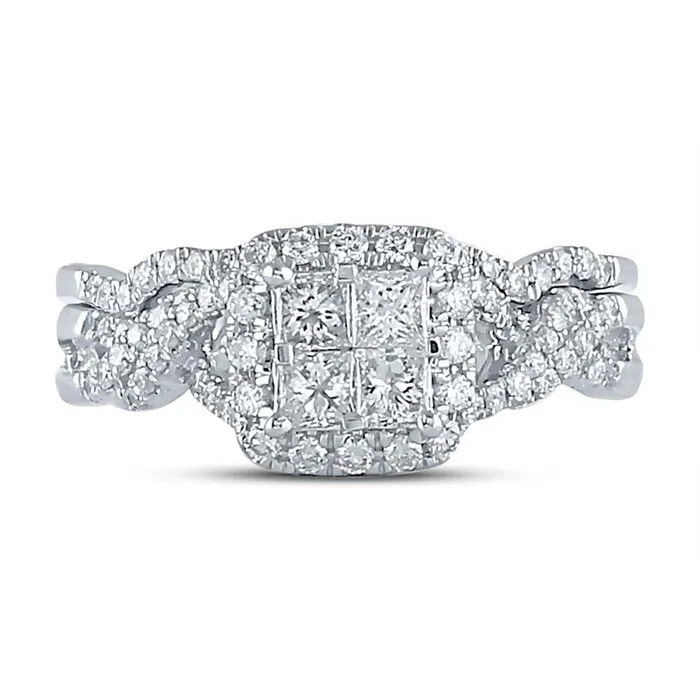 14K White Gold Princess Diamond Bridal Wedding Ring Set 1 Cttw gndatlanta Rings 14K White Gold Princess Diamond Bridal Wedding Ring Set 1 Cttw gndatlanta Rings