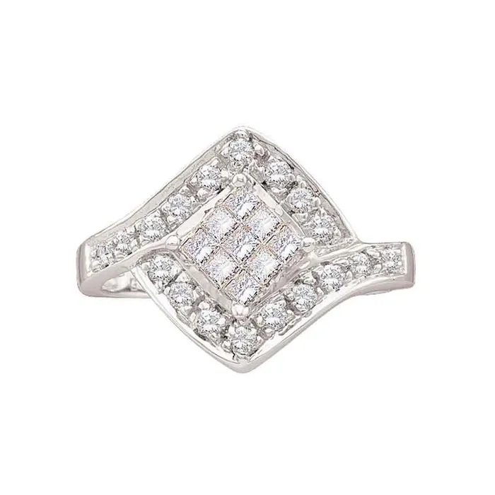14k White Gold Princess Diamond Square Cluster Ring 12 Cttw gndatlanta Rings 14k White Gold Princess Diamond Square Cluster Ring 12 Cttw gndatlanta Rings
