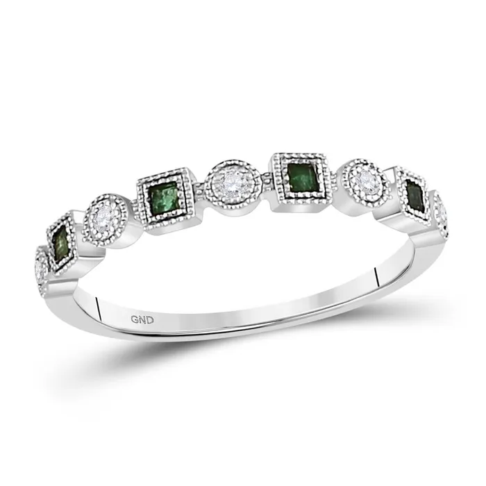 14k White Gold Princess Emerald Diamond Square Dot Stackable Band Ring 18 Cttw gndatlanta Rings 14k White Gold Princess Emerald Diamond Square Dot Stackable Band Ring 18 Cttw gndatlanta Rings