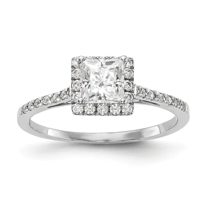 14k White Gold Princess Halo Simulated Diamond Engagement Ring Goldiacom Rings 14k White Gold Princess Halo Simulated Diamond Engagement Ring Goldiacom Rings