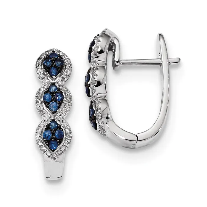 14k White Gold Real Diamond and Blue Sapphire Earrings Goldia Earrings 14k White Gold Real Diamond and Blue Sapphire Earrings Goldia Earrings
