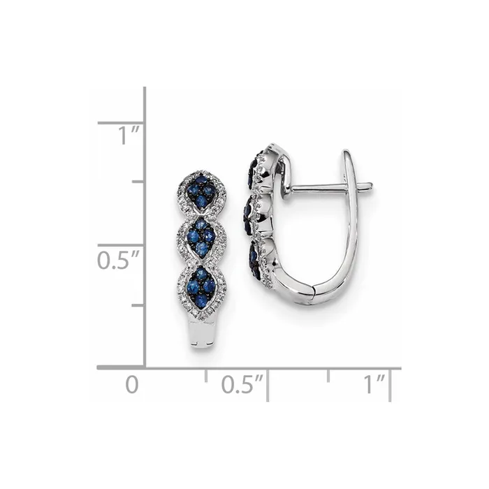 14k White Gold Real Diamond and Blue Sapphire Earrings Goldia Earrings