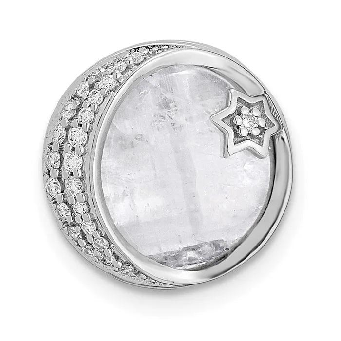 14k White Gold Real Diamond and Moonstone Moon u0026 Star Chain Slide Goldia Necklaces