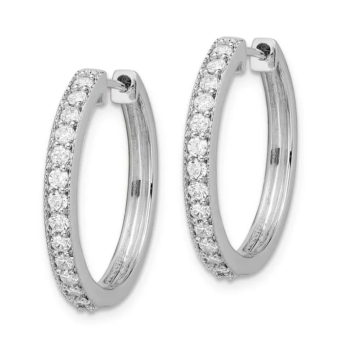 14k White Gold Real Diamond Milgrain Hoop Earrings Goldia Earrings