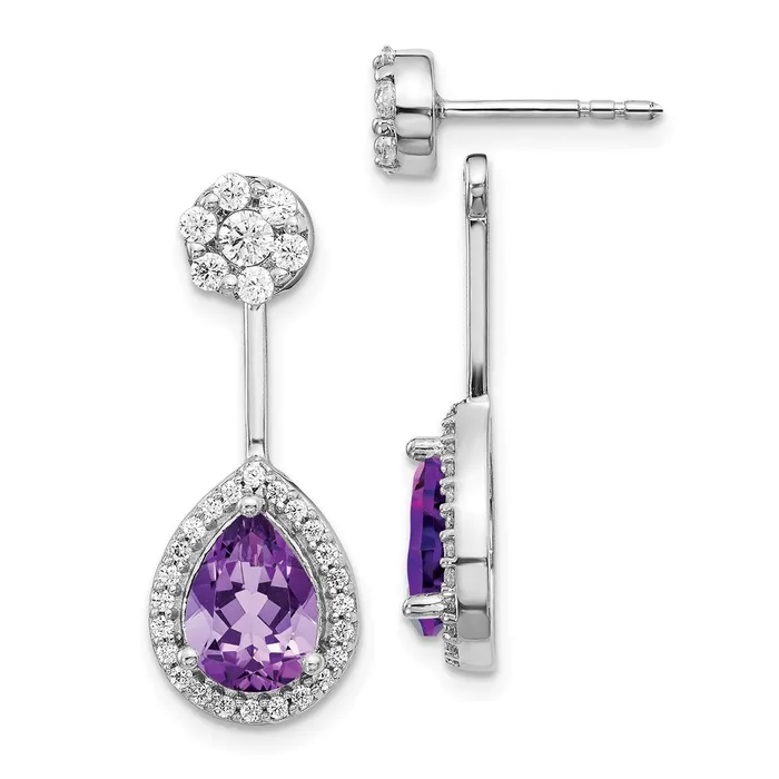14k White Gold Real DiamondPear Amethyst FrontBack Earrings Goldia Earrings 14k White Gold Real DiamondPear Amethyst FrontBack Earrings Goldia Earrings
