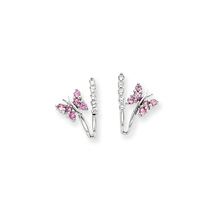 14k White Gold Real Diamond u0026 Pink Sapphire Butterfly Earrings Goldia Earrings 14k White Gold Real Diamond u0026 Pink Sapphire Butterfly Earrings Goldia Earrings