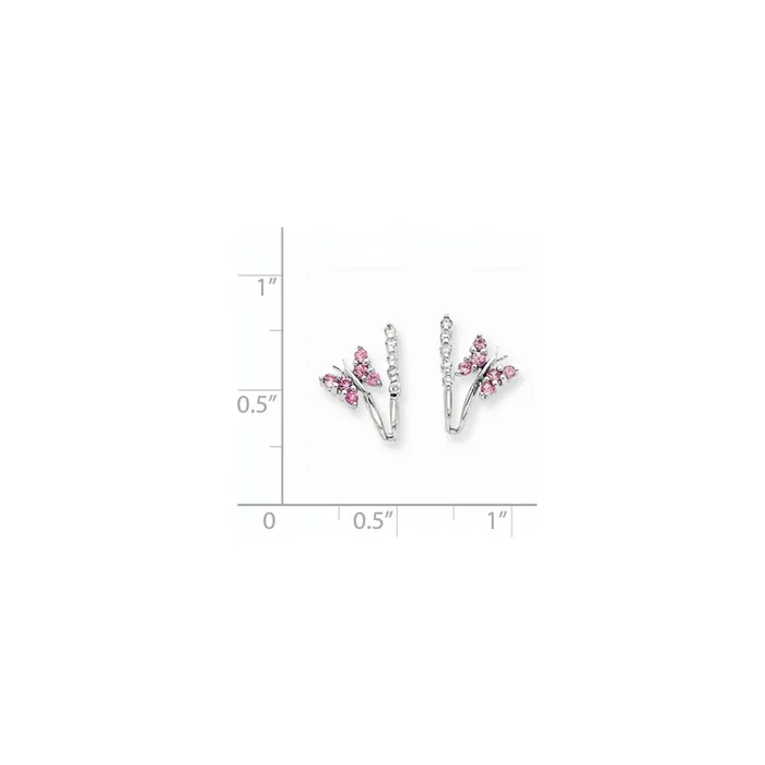 14k White Gold Real Diamond u0026 Pink Sapphire Butterfly Earrings Goldia Earrings
