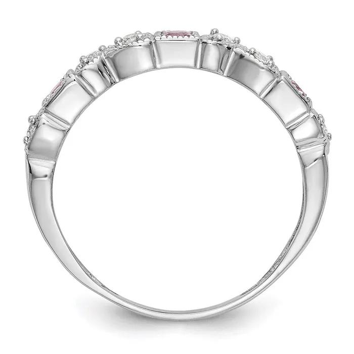 14k White Gold Real Diamond wPink Sapphire Band Goldia Rings