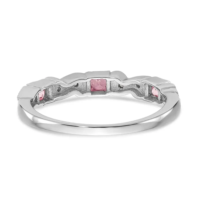 14k White Gold Real Diamond wPink Sapphire Band Goldia Rings