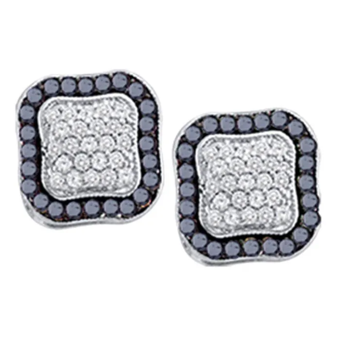 14k White Gold Round Black Diamond Cluster Earrings 1 Cttw gndatlanta Earrings 14k White Gold Round Black Diamond Cluster Earrings 1 Cttw gndatlanta Earrings