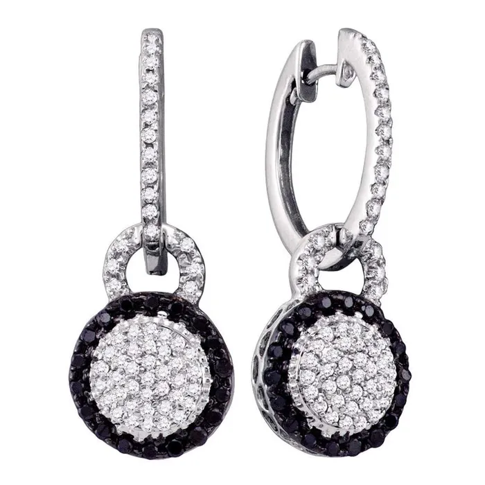 14k White Gold Round Black Diamond Dangle Earrings 12 Cttw gndatlanta Earrings 14k White Gold Round Black Diamond Dangle Earrings 12 Cttw gndatlanta Earrings