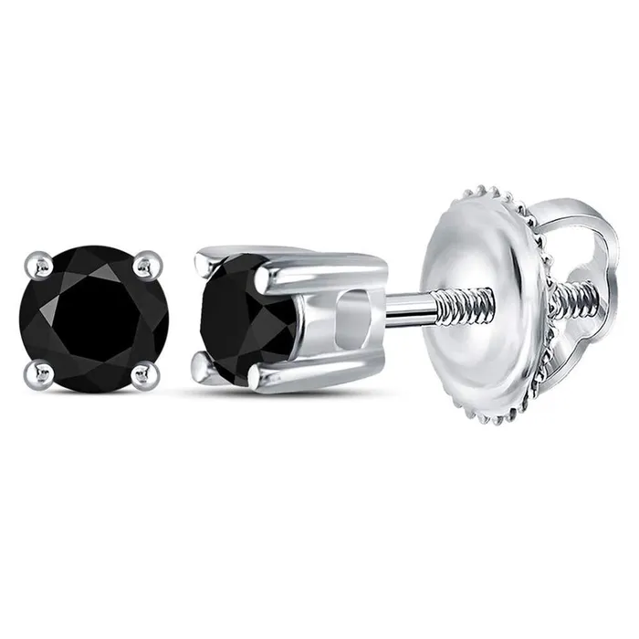 14k White Gold Round Black Diamond Solitaire Earrings 14 Cttw gndatlanta Earrings 14k White Gold Round Black Diamond Solitaire Earrings 14 Cttw gndatlanta Earrings