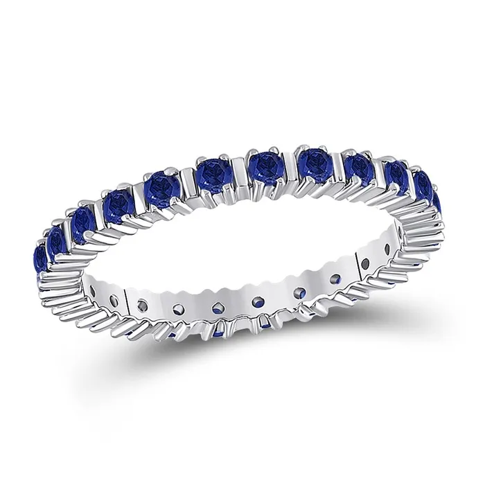 14k White Gold Round Blue Sapphire Stackable Band Ring 1 Cttw gndatlanta Rings 14k White Gold Round Blue Sapphire Stackable Band Ring 1 Cttw gndatlanta Rings
