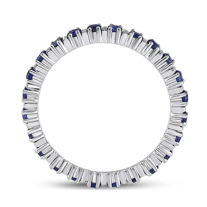 14k White Gold Round Blue Sapphire Stackable Band Ring 1 Cttw gndatlanta Rings