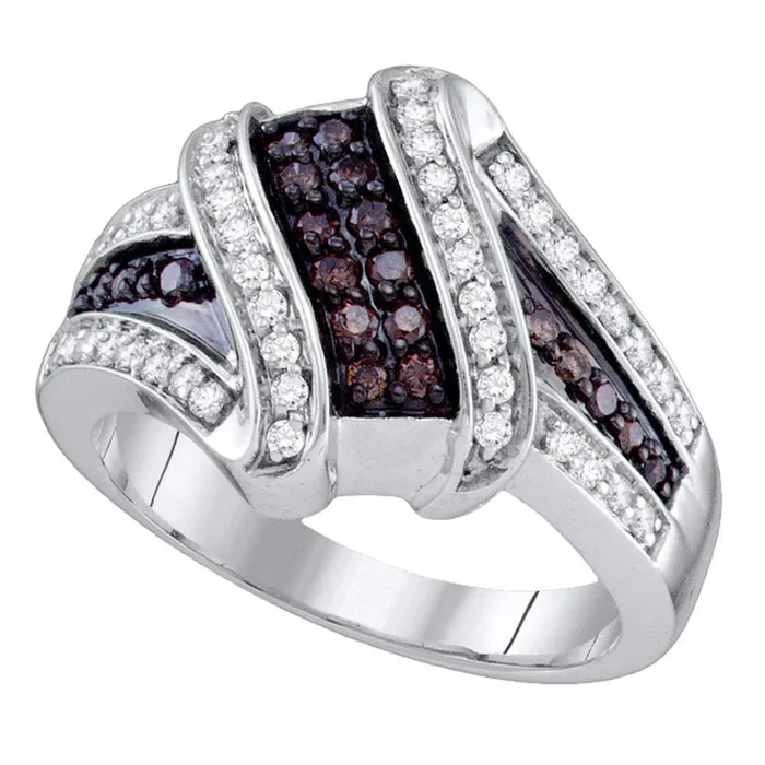 14k White Gold Round Brown Diamond Crossover Ring 12 Cttw gndatlanta Rings 14k White Gold Round Brown Diamond Crossover Ring 12 Cttw gndatlanta Rings