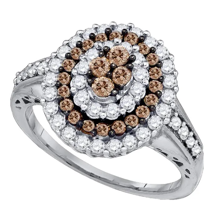14k White Gold Round Brown Diamond Oval Cluster Ring 1 Cttw gndatlanta Rings 14k White Gold Round Brown Diamond Oval Cluster Ring 1 Cttw gndatlanta Rings