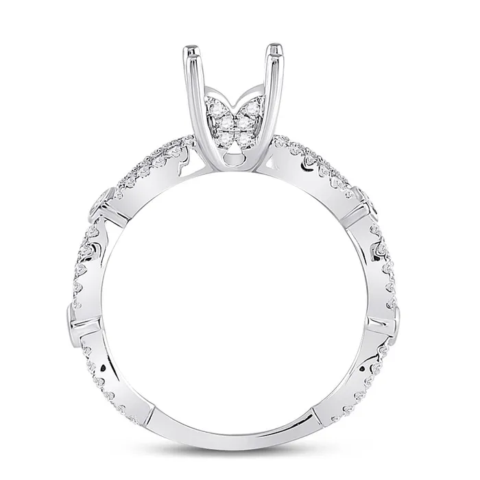 14k White Gold Round Diamond 1 Ct Rd Center Bridal SemiMount Ring 12 Cttw gndatlanta Rings
