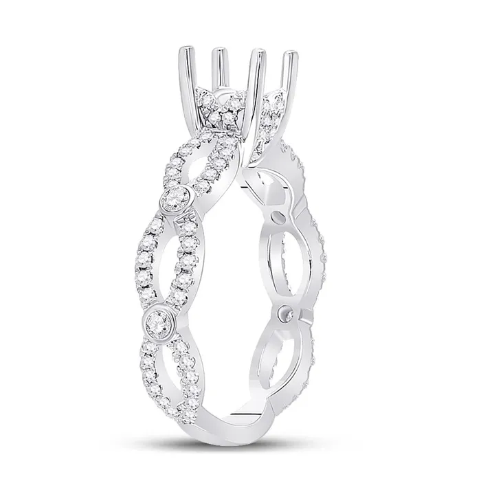 14k White Gold Round Diamond 1 Ct Rd Center Bridal SemiMount Ring 12 Cttw gndatlanta Rings