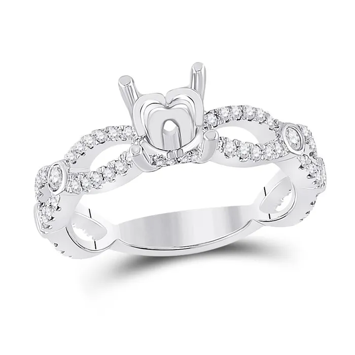 14k White Gold Round Diamond 1 Ct Rd Center Bridal SemiMount Ring 12 Cttw gndatlanta Rings