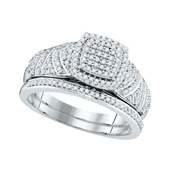 14k White Gold Round Diamond Bridal Wedding Ring Set 12 Cttw gndatlanta Rings