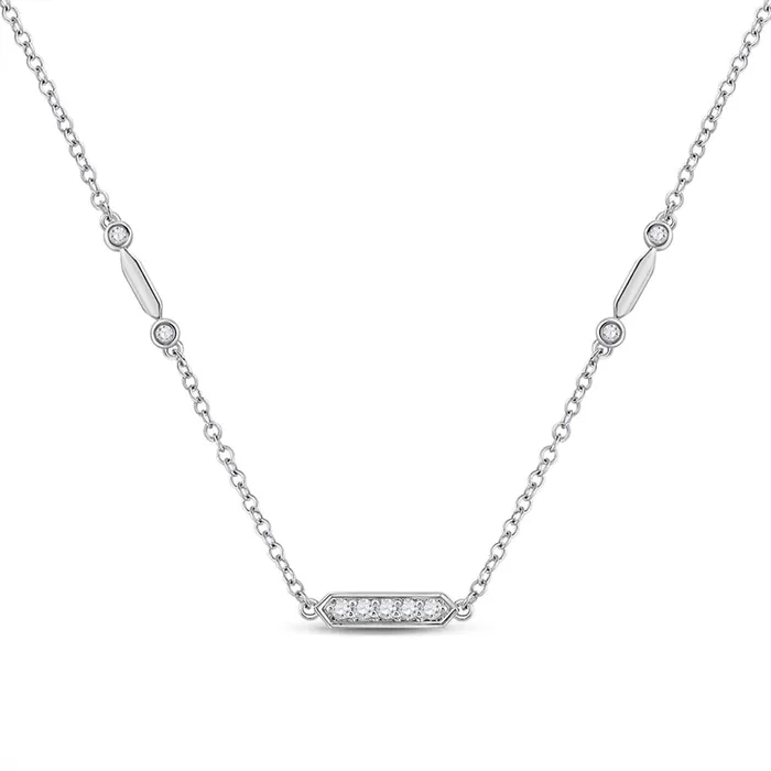 14k White Gold Round Diamond Fashion Bar Necklace 14 Cttw gndatlanta Necklaces 14k White Gold Round Diamond Fashion Bar Necklace 14 Cttw gndatlanta Necklaces