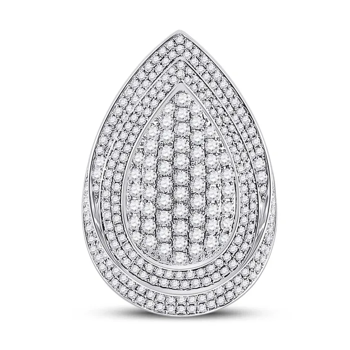 14k White Gold Round Diamond Fashion Cluster Pear Ring 215 Ctw gndatlanta Rings 14k White Gold Round Diamond Fashion Cluster Pear Ring 215 Ctw gndatlanta Rings