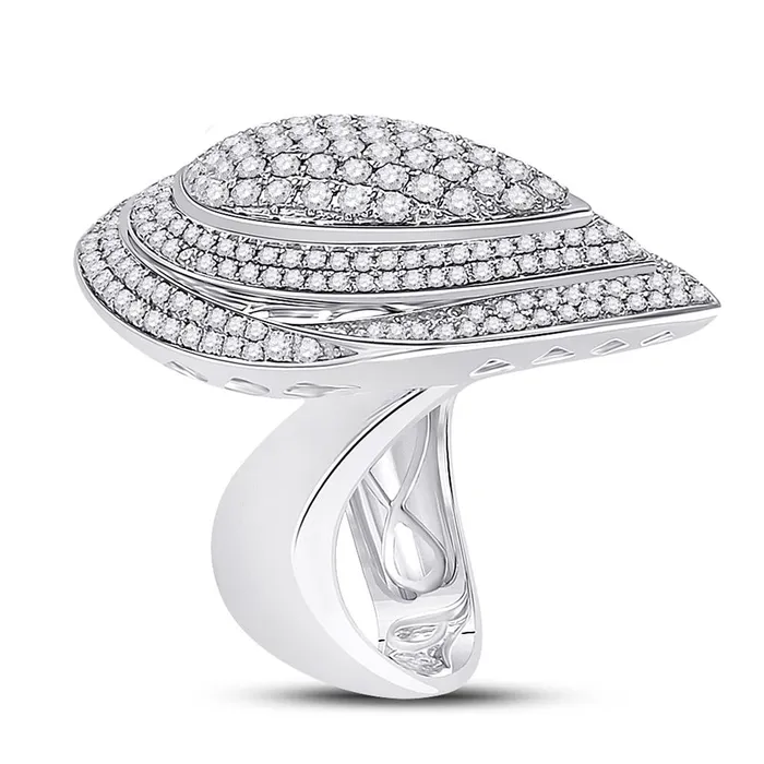 14k White Gold Round Diamond Fashion Cluster Pear Ring 215 Ctw gndatlanta Rings