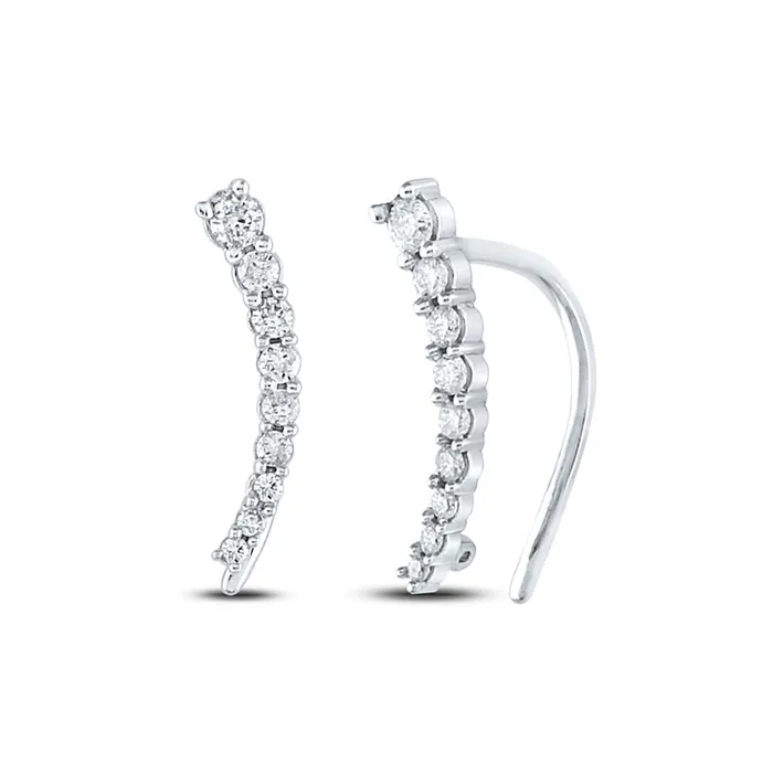 14k White Gold Round Diamond Graduated Journey Climber Earrings 14 Cttw gndatlanta Earrings 14k White Gold Round Diamond Graduated Journey Climber Earrings 14 Cttw gndatlanta Earrings