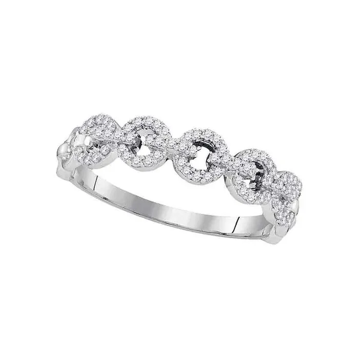14k White Gold Round Diamond Link Band Ring 14 Cttw gndatlanta Rings
