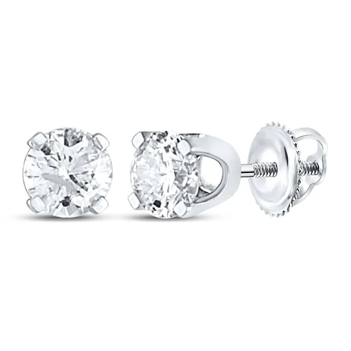 14k White Gold Round Diamond Solitaire Stud Earrings 12 Cttw Certified gndatlanta Earrings 14k White Gold Round Diamond Solitaire Stud Earrings 12 Cttw Certified gndatlanta Earrings
