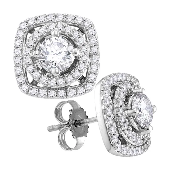 14k White Gold Round Diamond Square Earrings 1 Cttw gndatlanta Earrings 14k White Gold Round Diamond Square Earrings 1 Cttw gndatlanta Earrings