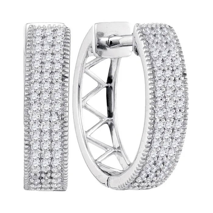 14k White Gold Round Diamond Triple Row Pave Hoop Earrings 13 Cttw gndatlanta Earrings 14k White Gold Round Diamond Triple Row Pave Hoop Earrings 13 Cttw gndatlanta Earrings