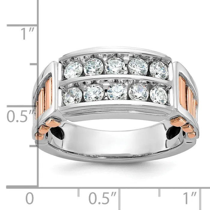 14k WhiteRose Gold Twotone Gold WhiteRose Gold Mens 1 carat Diamond Complete Ring Goldia Rings