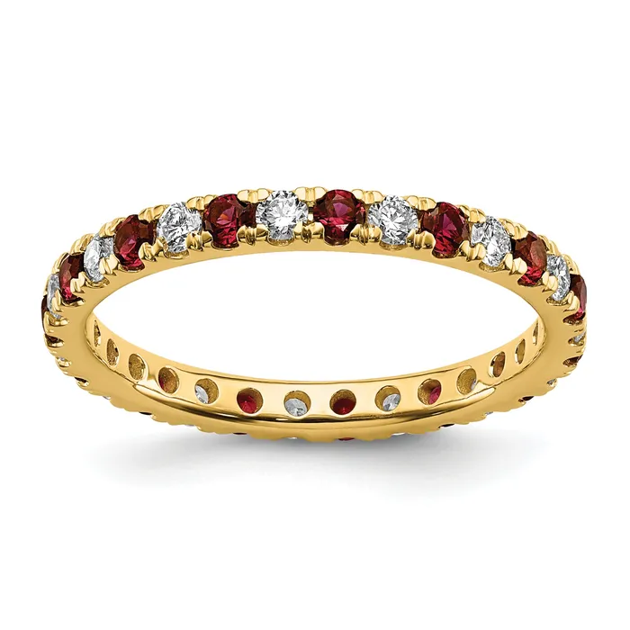14k Yellow Gold 12 Ct Lab Grown Diamond VSSI G and Lab Created Ruby Eternity Band Ring Goldia Rings 14k Yellow Gold 12 Ct Lab Grown Diamond VSSI G and Lab Created Ruby Eternity Band Ring Goldia Rings