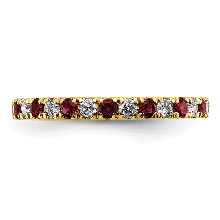 14k Yellow Gold 12 Ct Lab Grown Diamond VSSI G and Lab Created Ruby Eternity Band Ring Goldia Rings