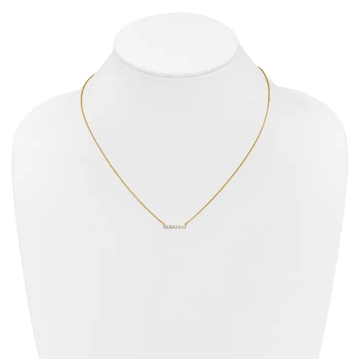 14k Yellow Gold 14 Ct Lab Grown Diamond VSSI G 18 inch Bar Necklace Goldia Necklaces