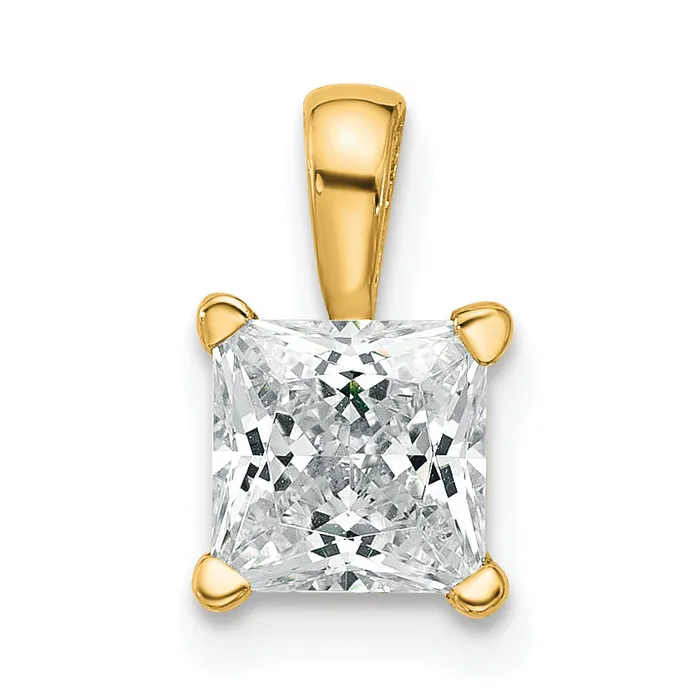 14k Yellow Gold 1 Ct Certified Lab Grown Diamond VSSI G Princess Four Prong Pendant Goldia Necklaces 14k Yellow Gold 1 Ct Certified Lab Grown Diamond VSSI G Princess Four Prong Pendant Goldia Necklaces