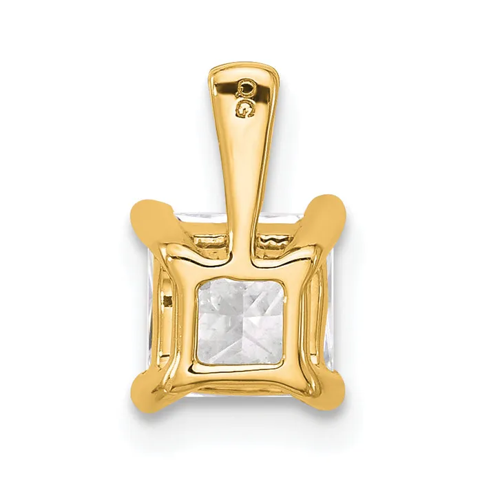 14k Yellow Gold 1 Ct Certified Lab Grown Diamond VSSI G Princess Four Prong Pendant Goldia Necklaces