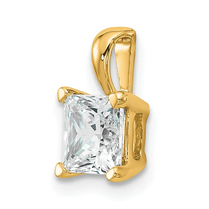 14k Yellow Gold 1 Ct Certified Lab Grown Diamond VSSI G Princess Four Prong Pendant Goldia Necklaces