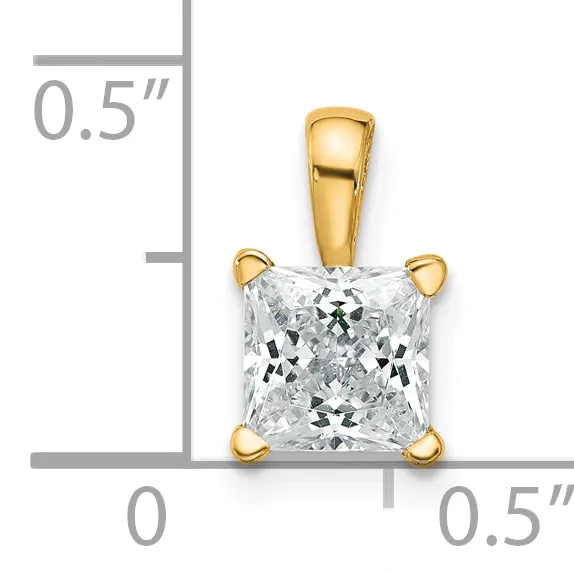 14k Yellow Gold 1 Ct Certified Lab Grown Diamond VSSI G Princess Four Prong Pendant Goldia Necklaces
