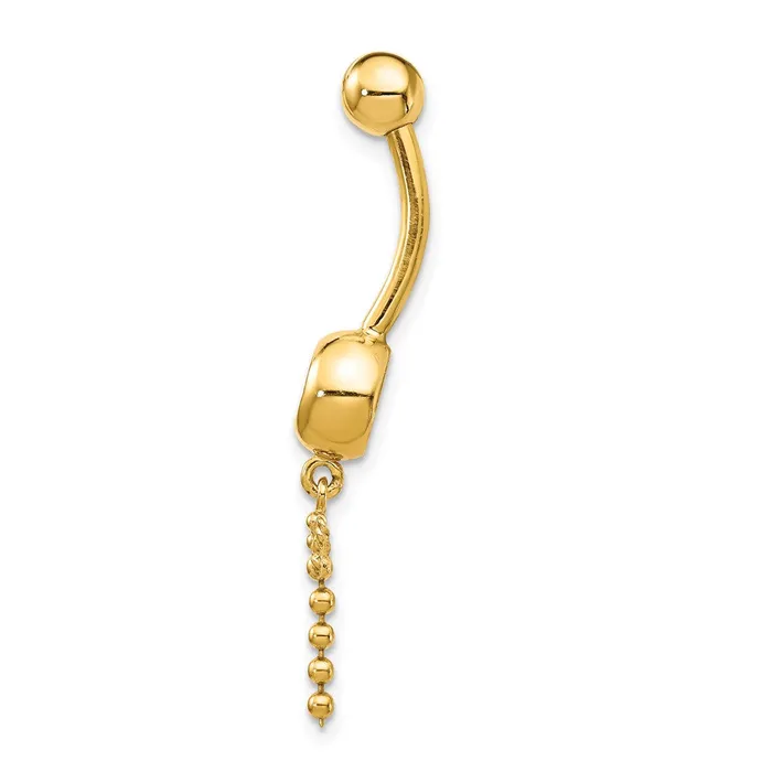 14k Yellow Gold 14 Gauge CZ Dragonfly Dangle Belly Ring Goldia Rings