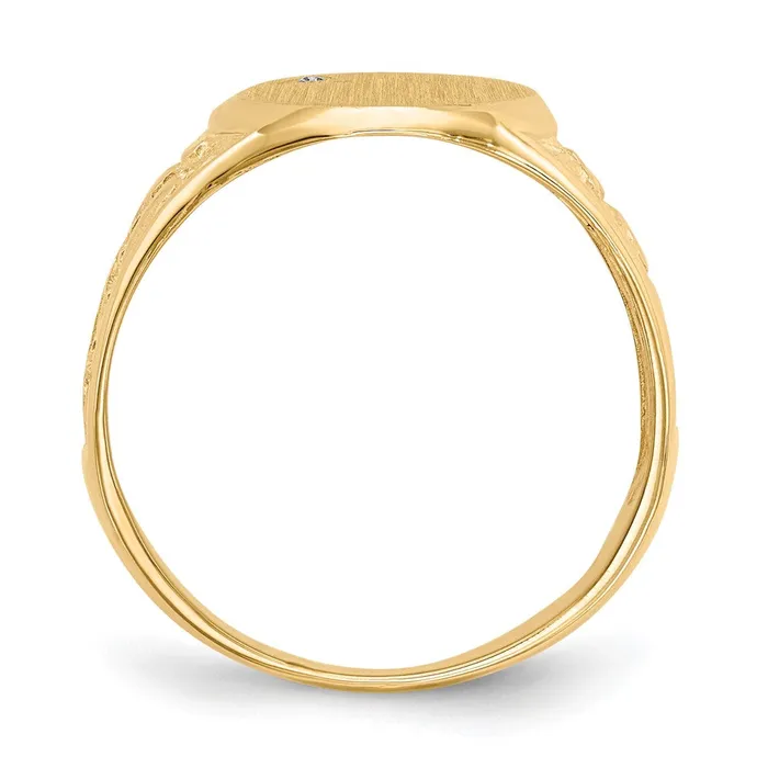 14K Yellow Gold 150x110mm Open Back AA Real Diamond Mens Signet Ring Goldiacom Rings